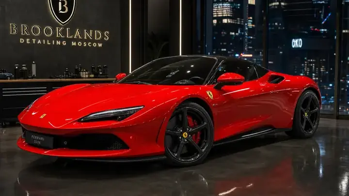 Ferrari 2026 в премиальной студии оклейки в Москве, общий вид автомобиля