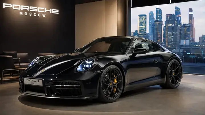 Porsche 2026 в современной московской студии, общий вид автомобиля