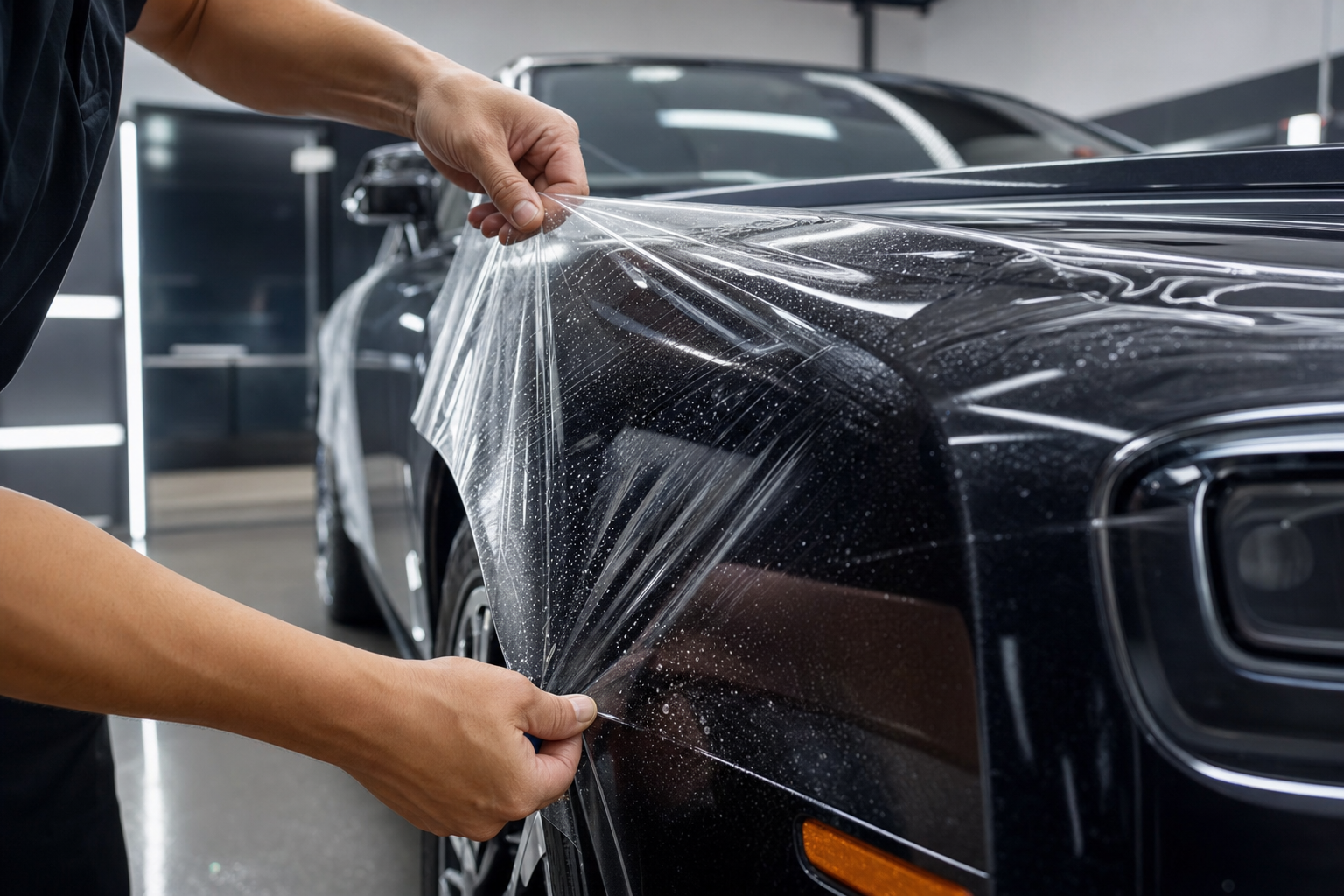 Процесс нанесения защитной пленки на крыло Rolls-Royce 2026