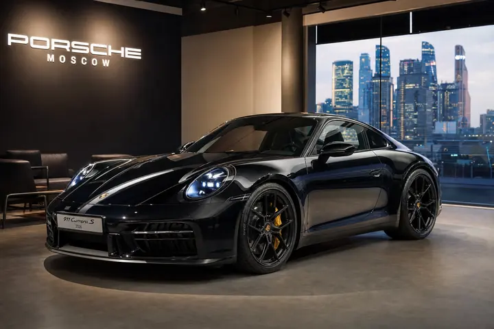 Porsche 2026 в современной московской студии, общий вид автомобиля